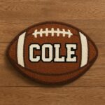 Personalized Football Rug with Name – Custom Round Football Rug for Boys Bedroom, Kids Sports Room Decor, Teen Gamer Room Gift - Image 4