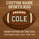 Personalized Football Rug with Name – Custom Round Football Rug for Boys Bedroom, Kids Sports Room Decor, Teen Gamer Room Gift - Image 6