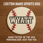 Personalized Baseball Rug with Name – Custom Round Kids Baseball Bedroom Rug, Boys Sports Room Decor, Gift for Little Slugger - Image 3