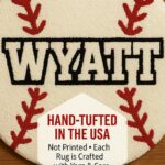 Personalized Baseball Rug with Name – Custom Round Kids Baseball Bedroom Rug, Boys Sports Room Decor, Gift for Little Slugger - Image 5