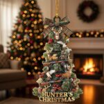 Personalized Hunting Tree Christmas Ornament, Custom Hunting Ornament, Hunting Lover Gift, Hunting Deer Hanging Ornament, Christmas Decor