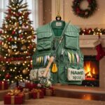 Personalized Fishing Ornament, Gift for Fishing Lovers, Fishing Gear Ornament Gift for Dad, Fisherman Ornament, Fishing Christmas Ornament