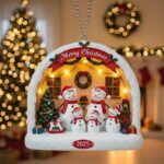 Personalized Snowman Family Christmas Ornament, Gift For Family Of 3 4 5 Or More, Custom Family Keepsake, Snowman Family 2D Flat Ornament