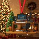 Custom Name Music Studio Ornament – Recording Studio Christmas Decoration, Xmas Tree Decor, 2D Flat Ornament, Music Lover Gift