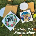 Pet Suncatcher Custom Birth flower suncatcher Portrait from photo Pet memorial gift keepsake gift Custom Stained glass Christmas Ornament - Image 13