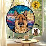 Pet Suncatcher Custom Birth flower suncatcher Portrait from photo Pet memorial gift pet loss gift Custom Stained glass art Dog memorial gift - Image 3
