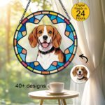 Pet Suncatcher Custom Birth flower suncatcher Portrait from photo Pet memorial gift keepsake gift Custom Stained glass Christmas Ornament - Image 6