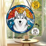 Family Suncatcher Custom Birth flower suncatcher Portrait from photo Pet memorial gift keepsake gift Custom Stained glass Christmas Ornament - Image 5