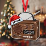 Personalized Radio Christmas Ornament | Custom Name | Flat 2D Hanging Tree Decor | Radio Lover Gift