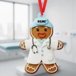 Personalized Doctor Gingerbread Christmas Ornament | Custom Name | Flat 2D Tree Decor | Medical Gift | Funny Healthcare Xmas Decor