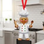 Personalized Chef Gingerbread Christmas Ornament | Custom Name | Flat 2D Tree Decor | Chef Gift | Cooking Stove Kitchen Decor