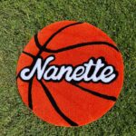 Custom Basketball Name Rug for Boys Bedroom – Personalized Round Kids Room Rug, Teen Sports Decor, Gift for Basketball Lovers