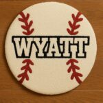 Personalized Baseball Rug with Name – Custom Round Kids Baseball Bedroom Rug, Boys Sports Room Decor, Gift for Little Slugger