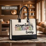 Personalized OT Tote Bag Gift, Occupational Therapist Custom Name Canvas Bag, OT Graduation Present, Therapist Thank You Gift