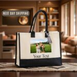 Family, Friend, or Business Photo and Text Custom Tote Bag, Personalized Photo Tote, Custom Gift Bag