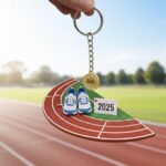 Personalized Track and Field keychain, Gift For Runner Or Athlete, Running Track Keepsake, Sports Lover Gift, Fitness Decor
