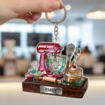 Personalized Baking Mixer keychain, Colorful Acrylic Kitchen with Custom Name, Gift for Bakers and Cooking Lovers