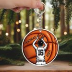 Basketball Boy Ceramic keychain, Personalized Basketball keychain, Basketball Player Gift, Basketball Fan Gift, Gift For Basketball Lover