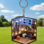 Custom Basketball Court keychain, Personalized Basketball keychain, Sports Acrylic keychain 2025, Basketball Coach Holiday Present