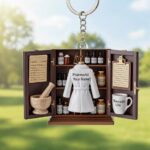 Personalized Pharmacist Christmas Ornament, Miniature Apothecary Cabinet Acrylic Ornament with Custom Name, Pharmacy Student Gift