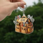 Personalized Tool Bag KEYCHAIN, Handyman keychain,Name Mechanic keychain, Carpenter Gift for Dad, DIYer Holiday Keepsake 2D Flat