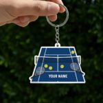 Custom Tennis Court keychain, Flat 2D Acrylic Tree Hanging Decor, Personalized Gift for Tennis Players & Coaches