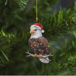Majestic Eagle Christmas Tree Ornament, Custom Name Bird with Colorful String Lights, Unique Keepsake Gift for Bird Lovers, Xmas Decor - Image 2