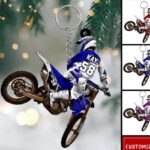 Personalized Dirt Bike Keychain, Custom Flat Acrylic Biker Keychain for Men, Gift For Dirt Bike Player