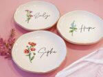 Personalized Birth Flower Trinket Dish Gift, Custom Flower Ring Dish for Wedding Bridesmaid Gift, Birthday Jewelry Dish, Wedding Ring Dish - Image 9