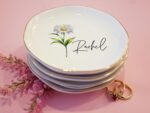 Personalized Birth Flower Trinket Dish Gift, Custom Flower Ring Dish for Wedding Bridesmaid Gift, Birthday Jewelry Dish, Wedding Ring Dish - Image 5