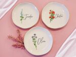 Personalized Birth Flower Trinket Dish Gift, Custom Flower Ring Dish for Wedding Bridesmaid Gift, Birthday Jewelry Dish, Wedding Ring Dish - Image 6