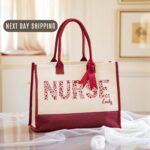 Personalized Nurse Tote Bag, Custom Name Medical Work Bag, Nurse Appreciation Gift, RN LPN CNA Tote, Healthcare Professional Canvas Tote