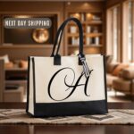 Personalized Initial Tote Bag, Custom Monogram Letter Bag, Bridesmaid Gift Tote, Wedding Party Favor, Everyday Canvas Bag