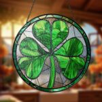 Shamrock Stained Glass Suncatcher, Shamrock Suncatcher, Shamrock Glass Hangings, St. Patrick's Day Decoration, Shamrock Gift