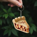Custom Apple Pie keychain, Tree Hanging Decor, Flat 2D Acrylic, Personalized Food Lover Gift for Her — Holiday Keepsake