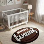 Custom Football Name Rug for Kids – Personalized Boys Football Bedroom Rug, Sports Nursery Decor, Gift for Young Football Players