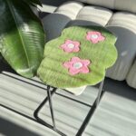 Small Tufted Rug with Flowers | Handmade Mat for Desk or Shelf Decor - Image 3