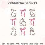 Coquette Ribbon Easter Bunny Embroidery Easter Bunny Design for Tote Bag/Clothes/Pillow/Hoodie