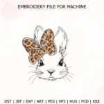 Bow Easter Bunny Embroidery Easter Bunny Design for Tote Bag/Clothes/Pillow/Hoodie