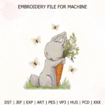 Easter Bunny Carrot Embroidery Easter Bunny Design for Tote Bag/Clothes/Pillow/Hoodie