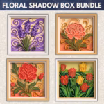 3D Floral Shadow Box SVG Bundle – Rose, Lavender, Peony, Tulip Layered Files for Cricut, Silhouette & Laser