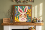 About Groovy Easter Bunny 3D Shadow Box SVG – Layered Bunny, Flowers (Digital Download)-Unique Handmade Items