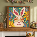 About Groovy Easter Bunny 3D Shadow Box SVG – Layered Bunny, Flowers (Digital Download)-Unique Handmade Items