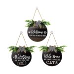 Welcome Home Door Hangers Decor for Christmas - Dog and Cat Design - 12 inch Diameter