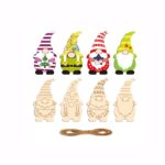 Gnomes Wooden Slices Kit - Christmas Decor DIY Home Decorations Blank, Christmas Ornaments for Party, Wall, Tree
