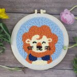 Lion Punch Needle Kit Beginner | Modern Punch Needle Kit | Punch Needle Pattern Included | Embroidery Kit, Cross Stitch Kit