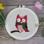 Punch Needle Kit Owl / Beginner Punch Needle Kit with Adjustable Punch Needle / All Materials Included / Embroidery Kit, Cross Stitch Kit