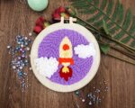 Rocket Punch Needle Kit for Kids - Punch Pattern Christmas Gift for Her, Full Craft Kit for Beginner - Embroidery Kit, Cross Stitch Kit