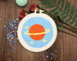 Planet Punch Needle Kit for Kids - Punch Pattern Christmas Gift for Her, Full Craft Kit for Beginner - Embroidery Kit, Cross Stitch Kit