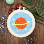 Planet Punch Needle Kit for Kids - Punch Pattern Christmas Gift for Her, Full Craft Kit for Beginner - Embroidery Kit, Cross Stitch Kit